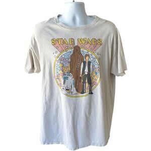 Fifth Sun Star Wars Retro Circle Tee L Beige Han Solo Chewbacca R2-D2